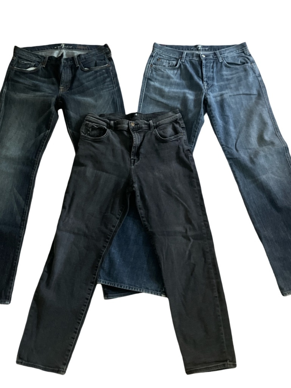 7 For All Mankind Women’s Jeans Bundle.  3 pairs, 2 bootcut + Straight Leg